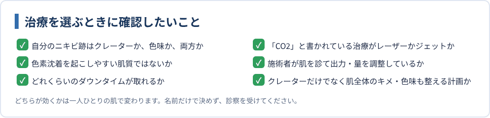 治療を選ぶときに確認したいこと